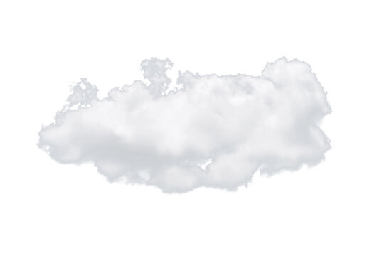 Nature Single White Cloud Isolated On White Background. Cutout Clouds Element Design For Multi Purpose Use.