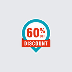 60 discount, Sales Vector badges for Labels, , Stickers, Banners, Tags, Web Stickers, New offer. Discount origami sign banner