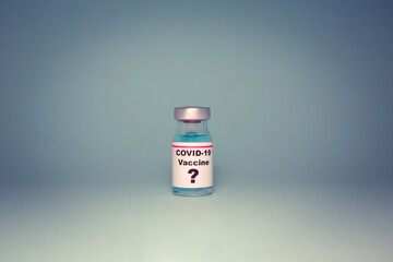 Small vaccine bottle (phial) with a label that reads 