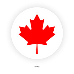 Canada circle flag with shadow on white background. Canada button flag icon isolated on white background.