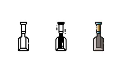 Chisel icon. With outline, glyph, and filled outline style