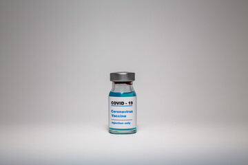 Vaccine bottle (phial) with a label that reads 