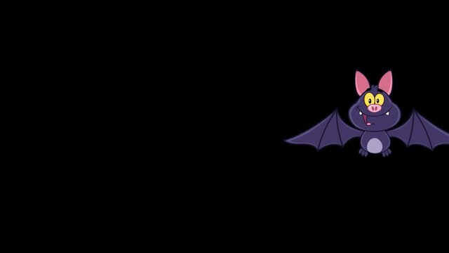 Happy Vampire Bat Cartoon Character Flying. 4K Animation Video Motion Graphics Without Background