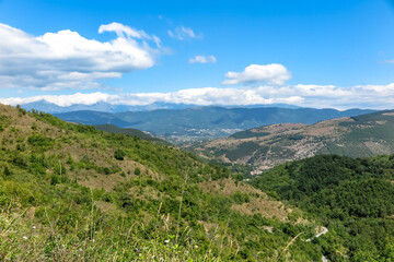 Naklejka na ściany i meble Valleys and mountains around the commune of Cabbia, Abruzzo region, L'aquila province, Italy