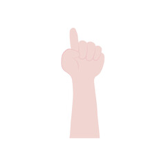 protesting concept, hand with pointer finger up, flat style