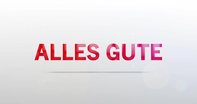 Alles Gute. Partikel Logo. Text Animation. Rotes Logo auf Hintergrund wei&szlig;/grau. Drehung. Hochwertiges 4k Video