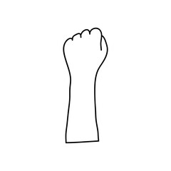 protest concept, hand up with fingers folded into fist, line style