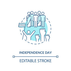Fototapeta premium Independence day concept icon. National indian holiday idea thin line illustration. Annual festival in India. Celebrating people with flag vector isolated outline RGB color drawing. Editable stroke