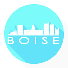 Boise Idaho USA Flat Icon Skyline Silhouette Design City Vector Art. 