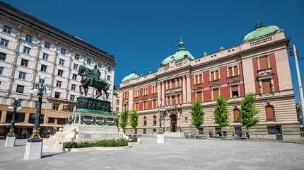 Belgrade, Republic Square, National Museum, the Statue of Prince Michael