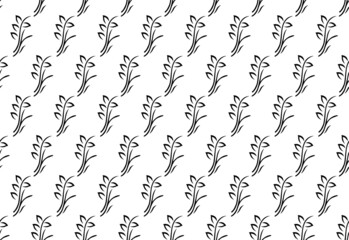 Seamless simple geometrical leaves pattern with white background.
