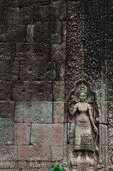 Devata Goddess of Light facade carving, Siam Reap Cambodia