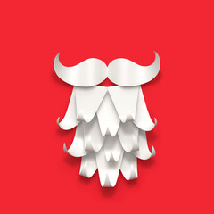 Paper Santa Claus beard and mustache isolated on red