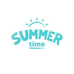 Summer lettering. Vector illustration in flat style
