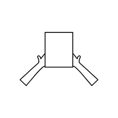 protesting concept, hands with blank placard icon, line style