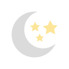 half moon and stars icon, flat style