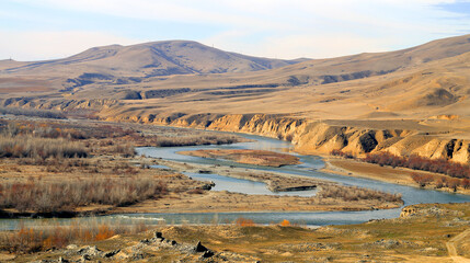 Landscape photo panorama of the cave city