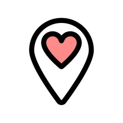 Map pointer with heart icon. Vector illustration.