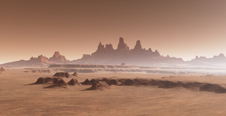 Alien desert planetary landscape