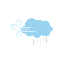 weather concept, wind cloud and rain, flat style