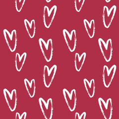 Red hearts cute trendy seamless pattern with texture. Applicable for paper or textile print, web and other backgrounds.