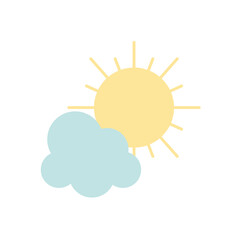 sun and cloud icon, flat style