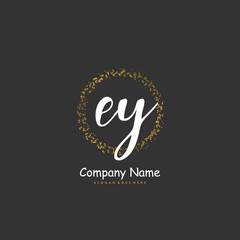 Obraz premium E Y EY Initial handwriting and signature logo design with circle. Beautiful design handwritten logo for fashion, team, wedding, luxury logo.
