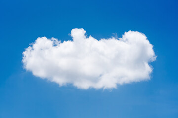 Naklejka na ściany i meble Single nature white cloud on blue sky background in daytime, photo of nature cloud for freedom and nature concept.