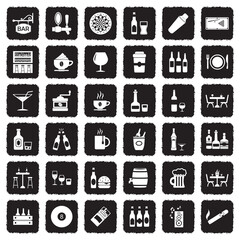 Bar Icons. Grunge Black Flat Design. Vector Illustration.