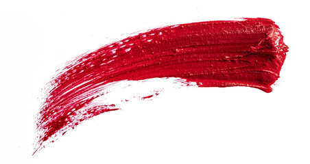 Stain swatch of a red matte lipstick on white background - obrazy, fototapety, plakaty