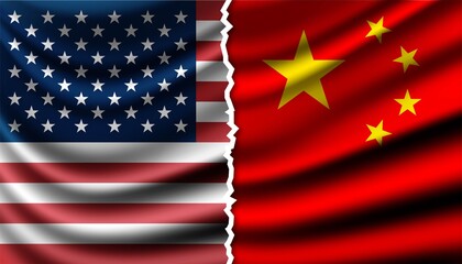 Flag of America and China background template.