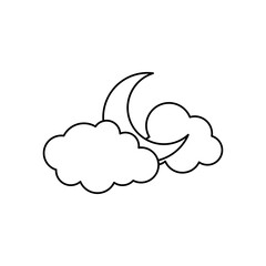 weather concept, half moon and clouds icon, line style