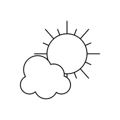 sun and cloud icon, line style