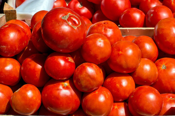 Tomato in a crate for sale