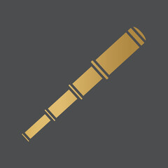 golden telescope icon- vector illustration
