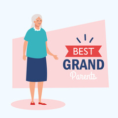 happy grand parents day, with cute grandmother, and lettering decoration of best grand parents vector illustration design