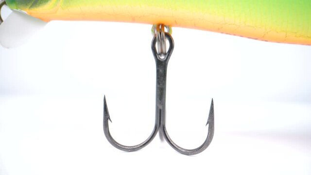 The metal fishing hook under the fish trap
