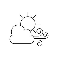 weather concept, wind cloud and sun icon, line style