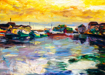 Oil Painting - Harbor View