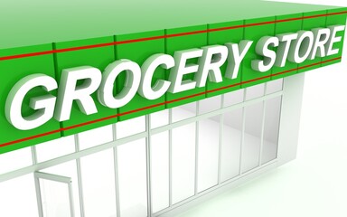 3D illustration of a supermarket