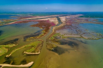Aerial View of delta of the river Axios, in northern Greece