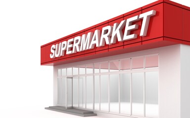 3D illustration of a supermarket
