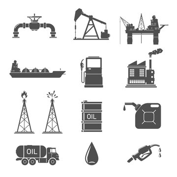 Oil Industry Icon Set - Vector Illustration 