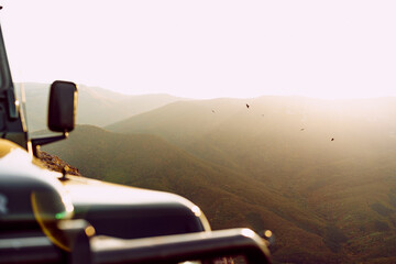 Dark green off-road car in the mountains © fotofabrika