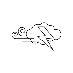 weather concept, wind cloud and thunder icon, line style