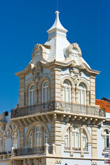 Fototapeta na wymiar Detail of Revivalist Architecture of Belmarço Palace in Faro Portugal