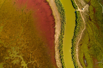 Aerial View of delta of the river Axios, in northern Greece