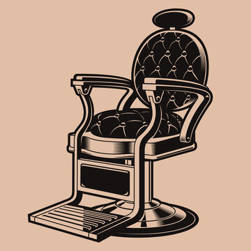 Set Of Vector Illustration Of A  Barber Chair On The Light Background. Isolated
