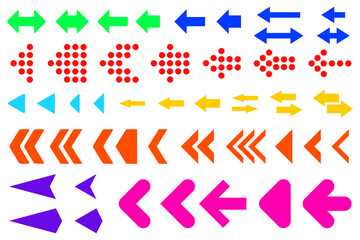 Set of colored arrows on a white background.