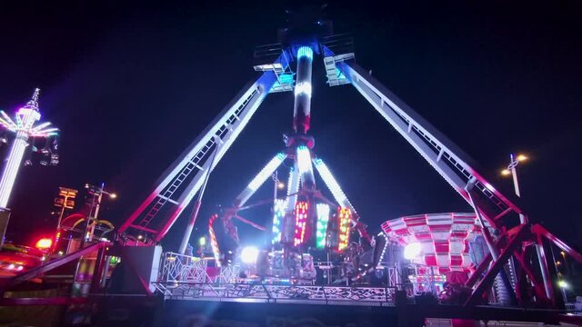 moving carousel and colored lights